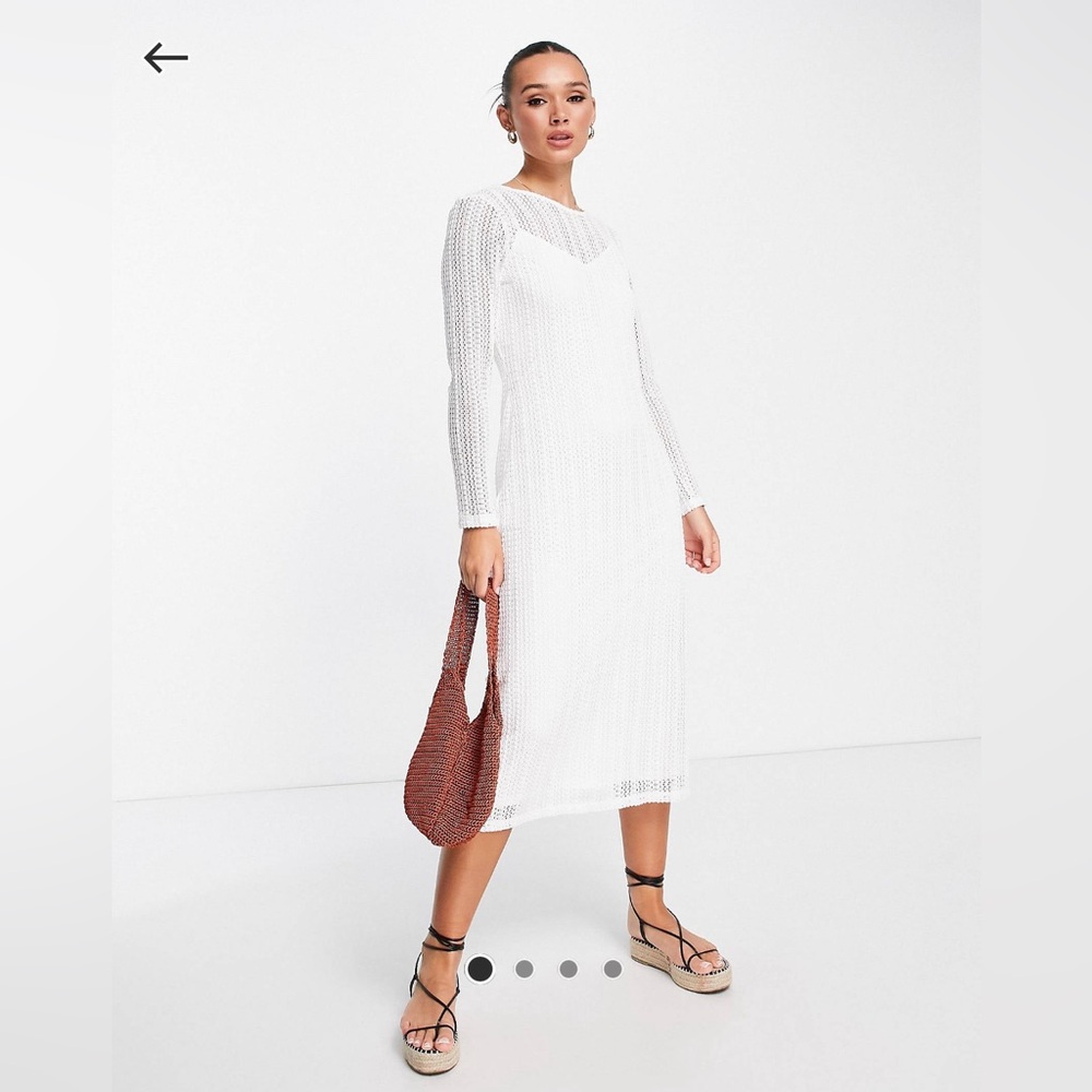 Vila Lace Midi Dress in White